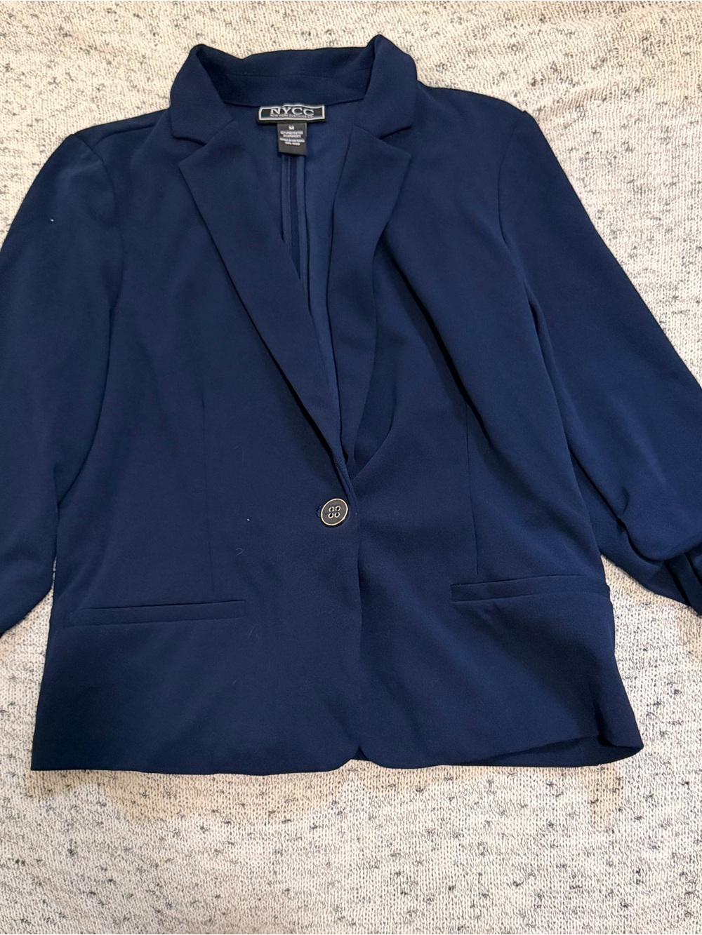 New York & Company Navy Single-Button Notch Lapel Blazer